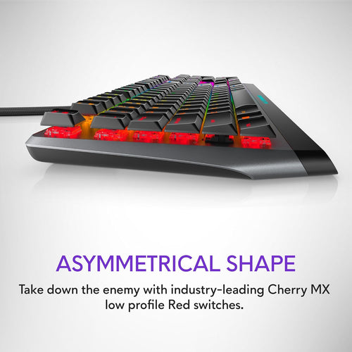 Low-Profile RGB Gaming Keyboard AW510K, Alienfx per Key RGB LED Color Backlighting, Media CONTROLS & USB Passthrough, Cherry MX Low Profile Red Switches | USB, Numeric Keypad, Adjustable Height, Media Hot Keys, Dark Side of the Moon, Gaming Ready, AW510K