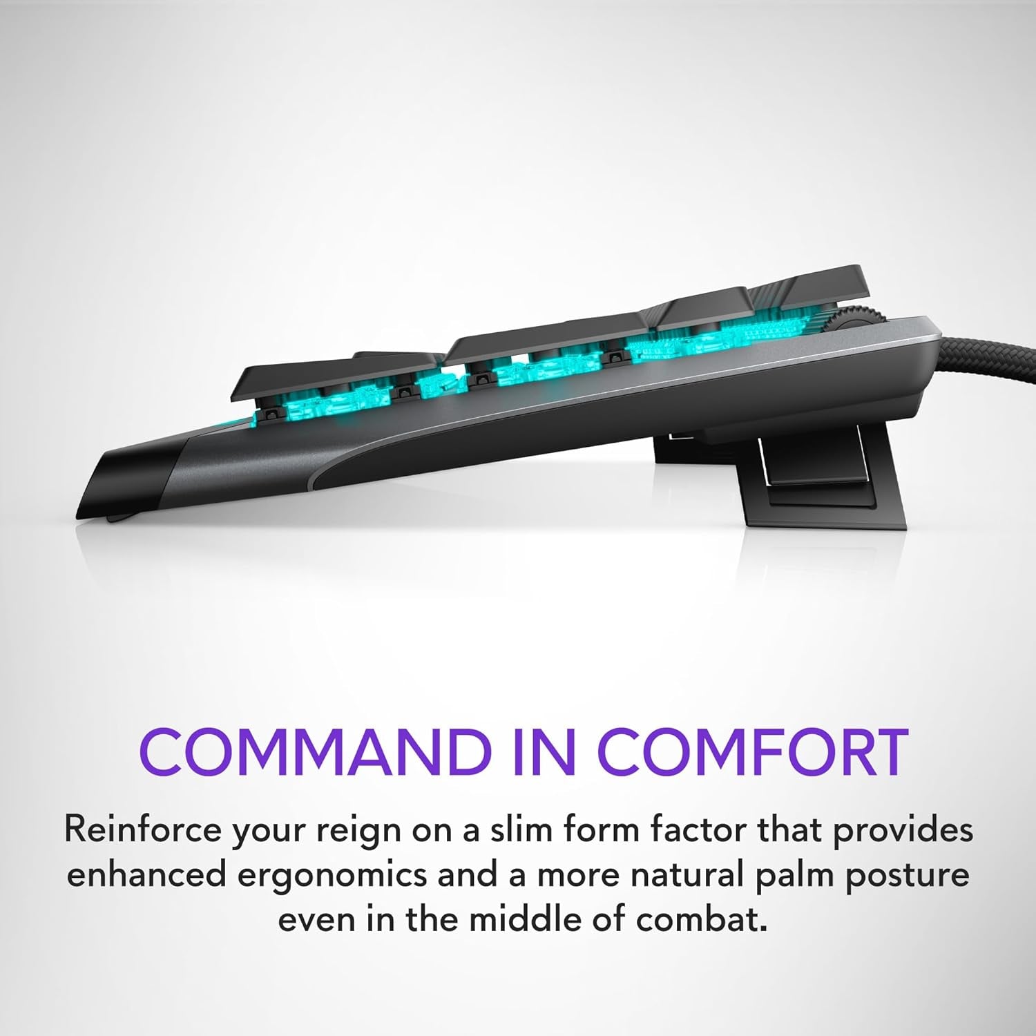 Low-Profile RGB Gaming Keyboard AW510K, Alienfx per Key RGB LED Color Backlighting, Media CONTROLS & USB Passthrough, Cherry MX Low Profile Red Switches | USB, Numeric Keypad, Adjustable Height, Media Hot Keys, Dark Side of the Moon, Gaming Ready, AW510K