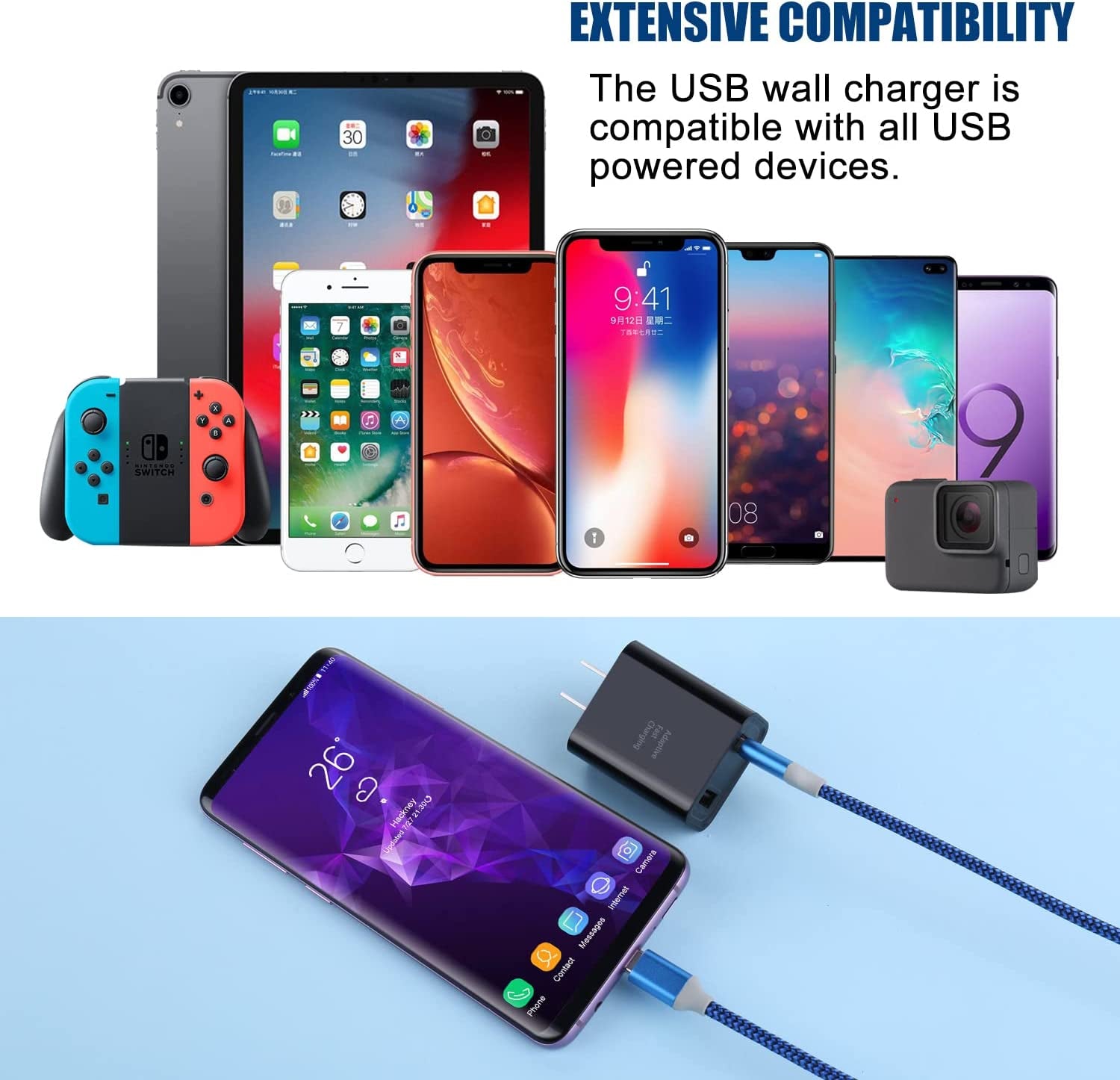 Quick Fast Charge 3.0 USB Wall Charger,  5 Pack 30W Dual USB Power Adapter (Fast Charge 3.0&5V 2.4A) Adaptive Fast Charging Block
